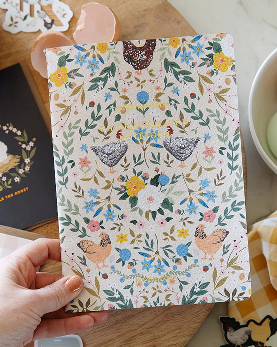 Multi - Chickens & Flowers Stitched Notebook - Paper Farm Press