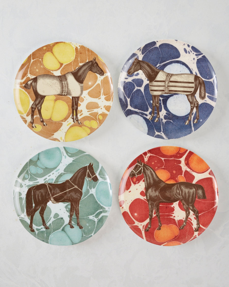 Multi - Equestrian Melamine Dinner Plates Set of 4 - THOMASPAUL