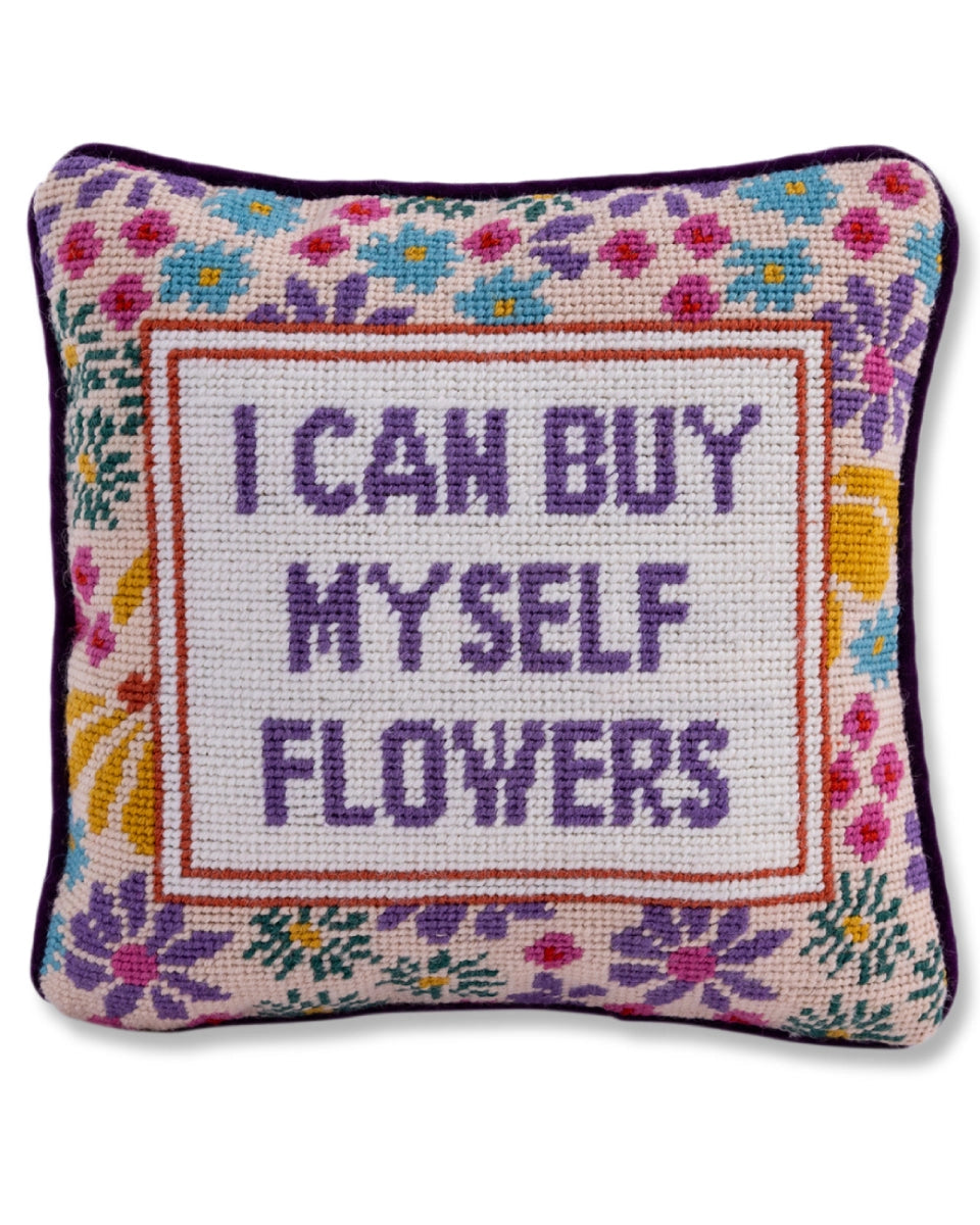 Multi - Flowers Needlepoint Pillow - Furbish - Printfresh
