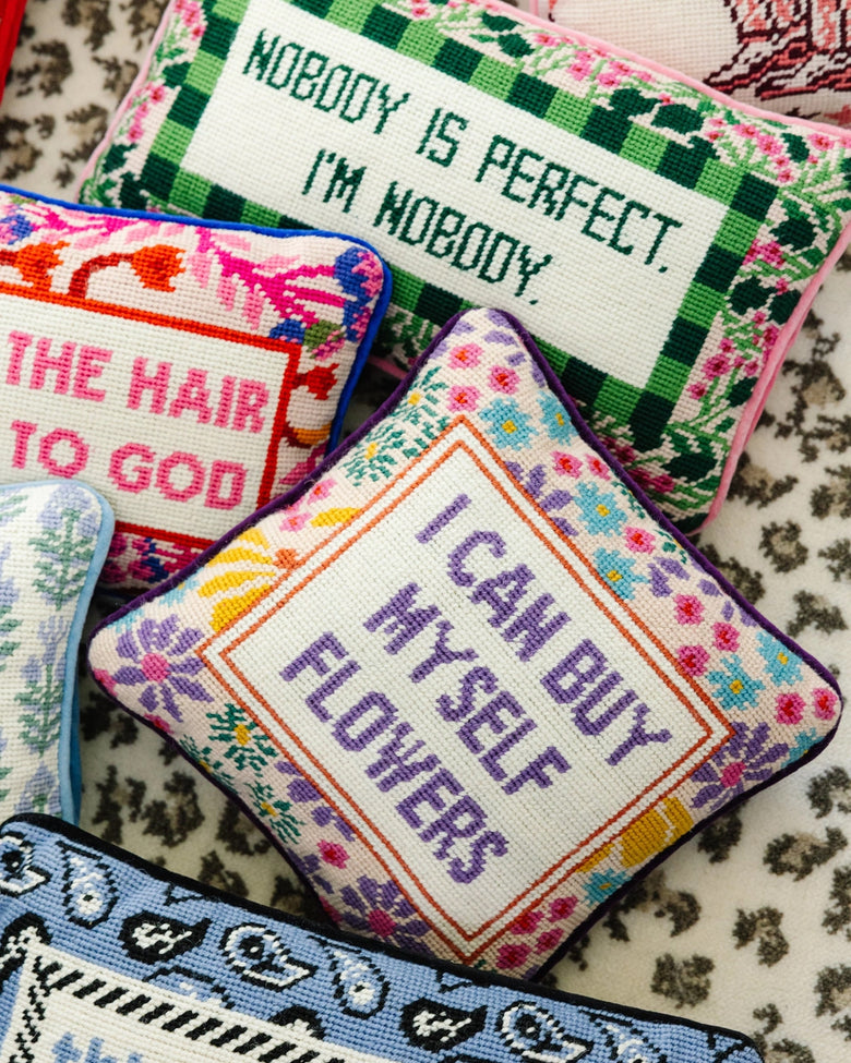 Multi - Flowers Needlepoint Pillow - Furbish - Printfresh