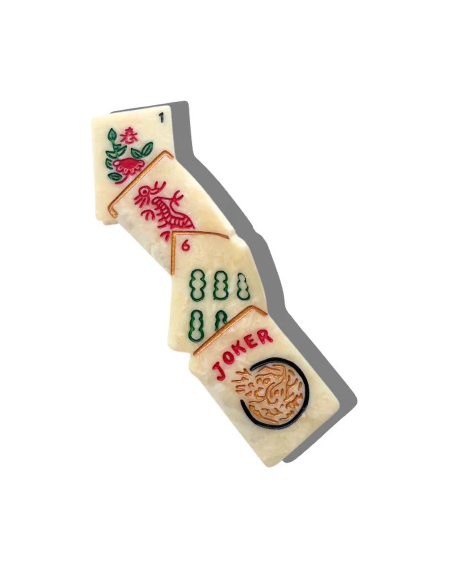 Multi - Hand Painted Mahjong Oversize Claw Clip - Solar Eclipse - Printfresh