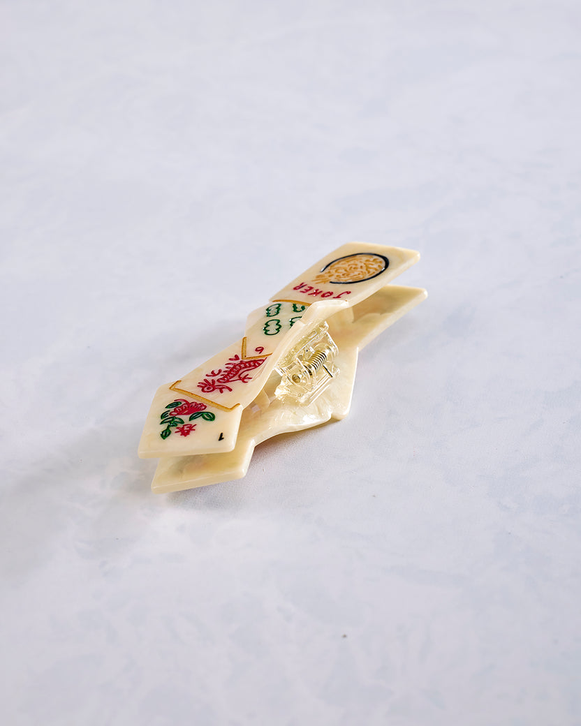 Multi - Hand Painted Mahjong Oversize Claw Clip - Solar Eclipse