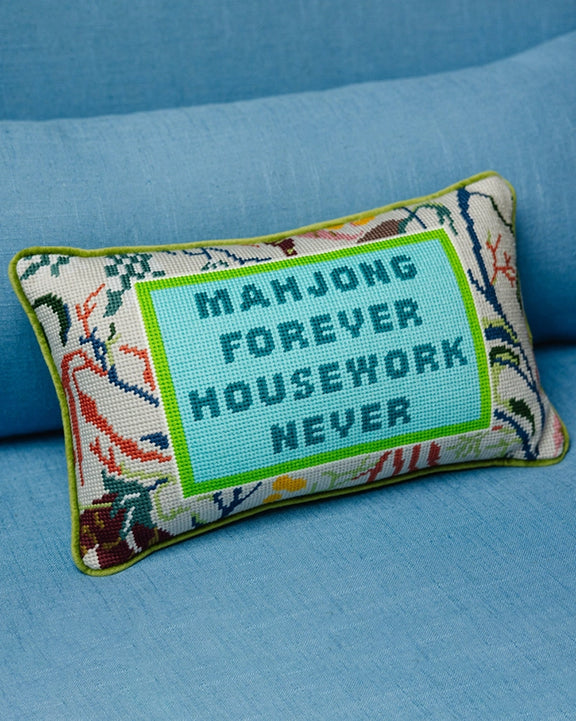Multi - Mahjong Needlepoint Pillow - Furbish Studio - Printfresh