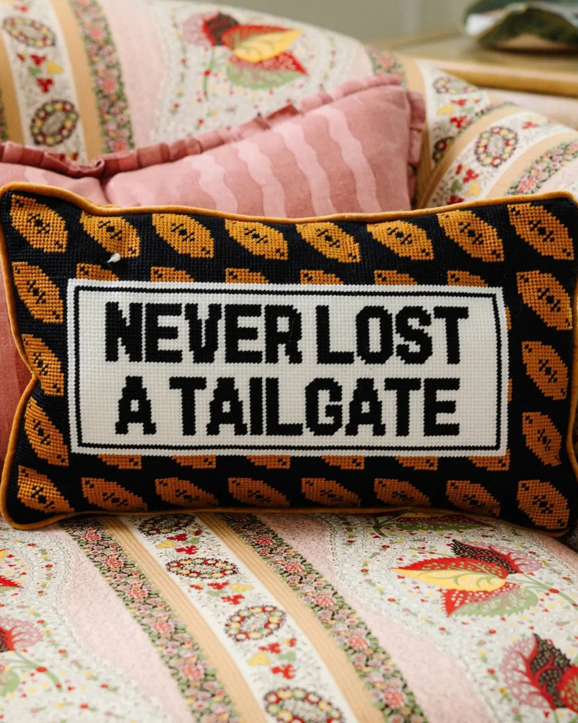 Multi - Never Lost A Tailgate Needlepoint Pillow - Furbish Studio