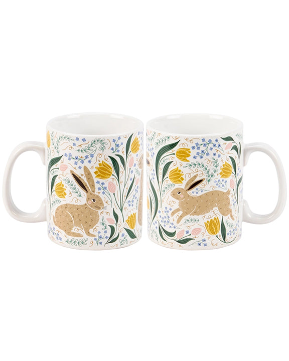 Multi - Rabbit Folk Art Mug - Primitives by Kathy - Printfresh