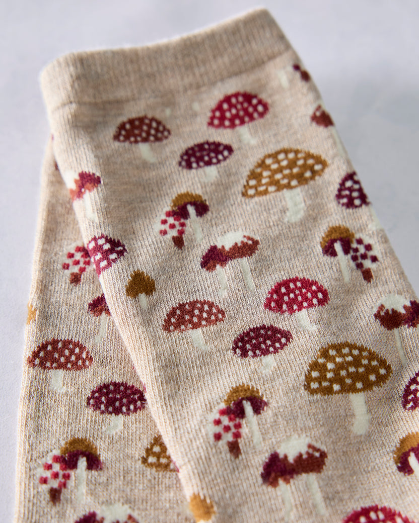 Tan Combo - Mushroom Field Bamboo Blend Crew Sock - Infinity Classics International Inc.