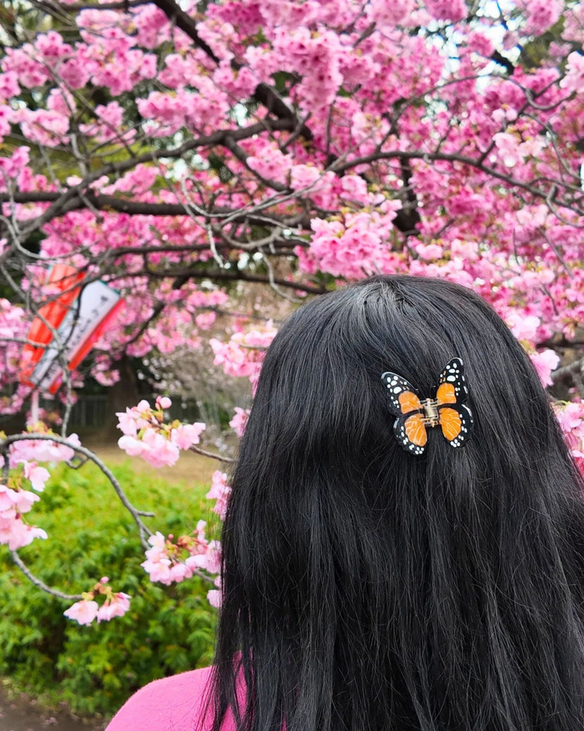 Orange Combo - Hand Painted Mini Monarch Butterfly Claw Hair Clip - Solar Eclipse