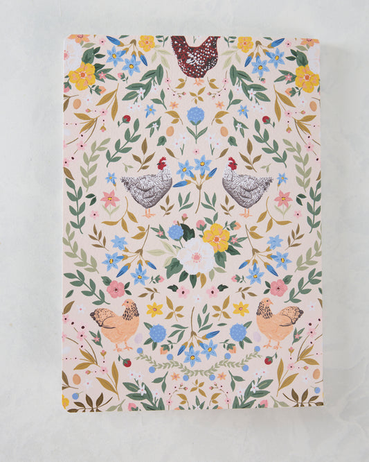 Multi - Chickens & Flowers Stitched Notebook - Paper Farm Press