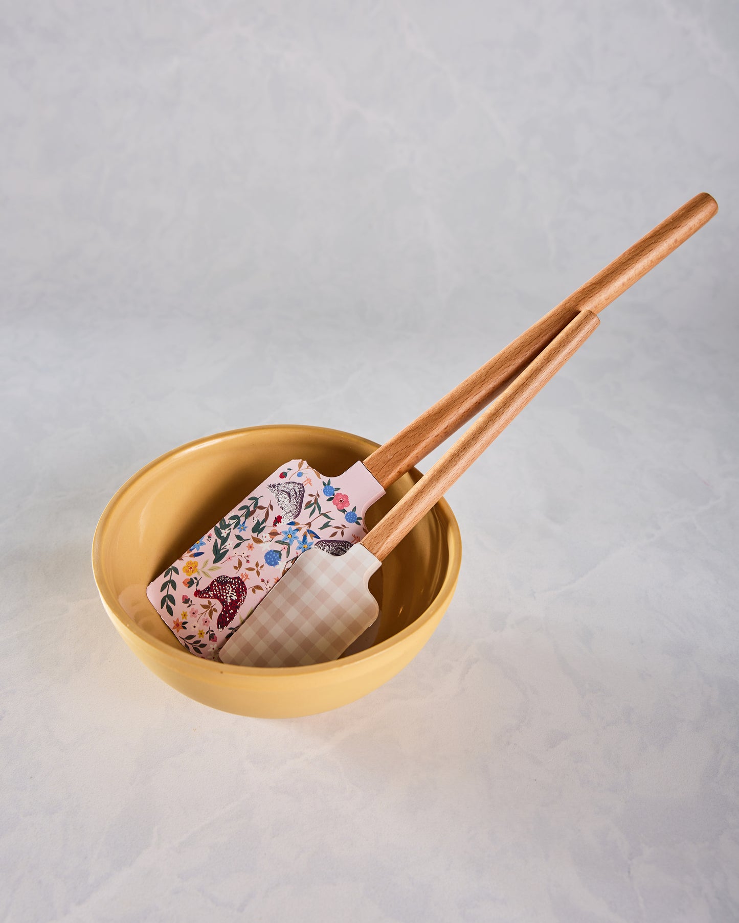 Multi - Chicken & Flowers Silicone Kitchen Spatulas - Set of 2 - Paper Farm Press - Printfresh