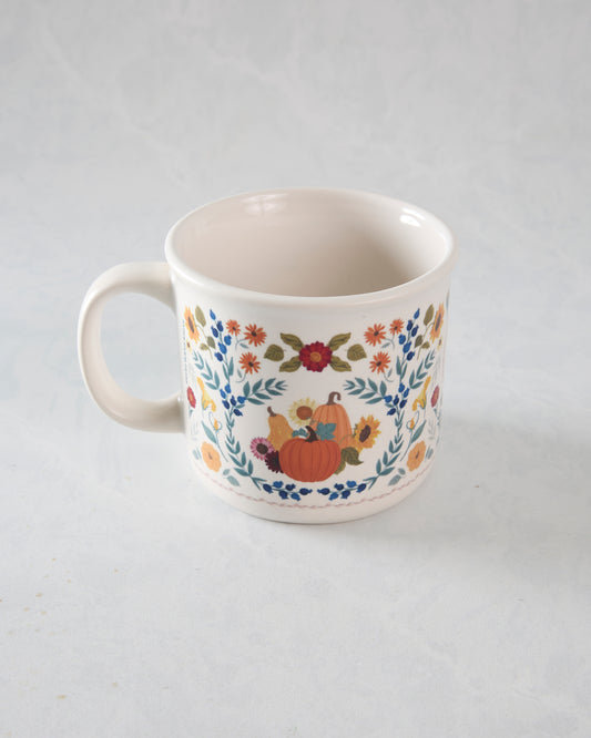Orange Combo - Pumpkin Folk Floral Fall Ceramic Mug - Paper Farm Press