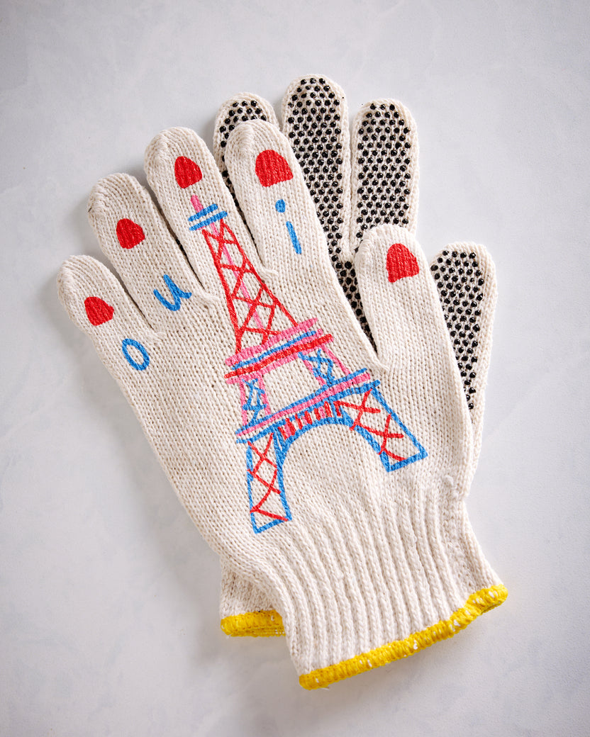 Red Combo - Parisienne Eiffel Tower Gardening Gloves - My Little Belleville - Printfresh