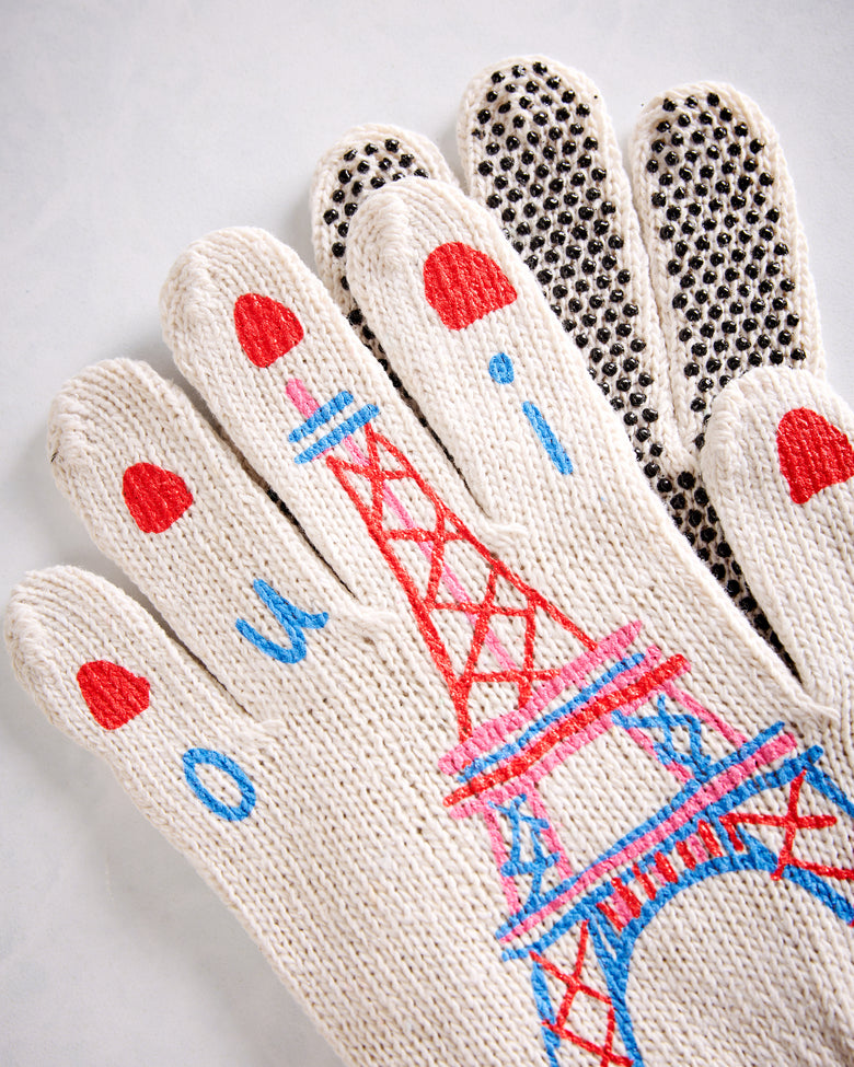 Red Combo - Parisienne Eiffel Tower Gardening Gloves - My Little Belleville - Printfresh