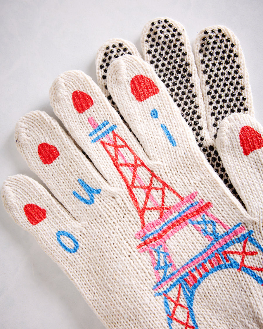 My Little Belleville - Parisienne Eiffel Tower Gardening Gloves - Red Combo - Printfresh