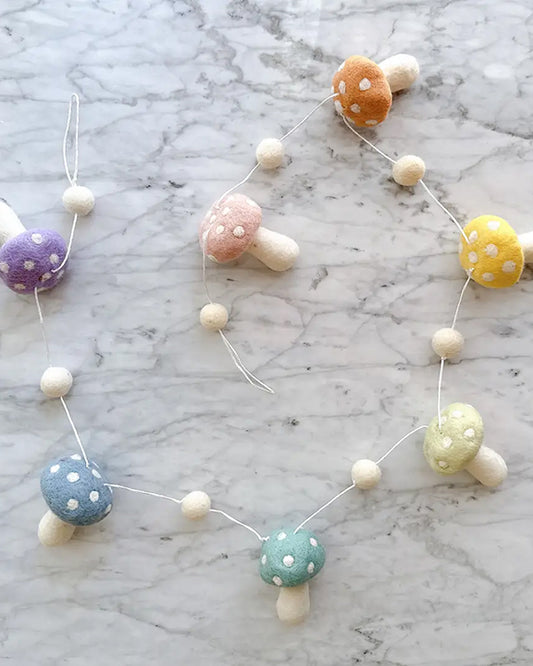 Pastel Combo - Felt Pastel Mushroom Garland - Ganapati - Printfresh