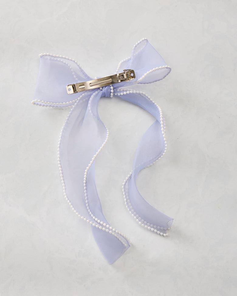 Light Blue - Pearl Bow Barrette - L. Erickson - Printfresh