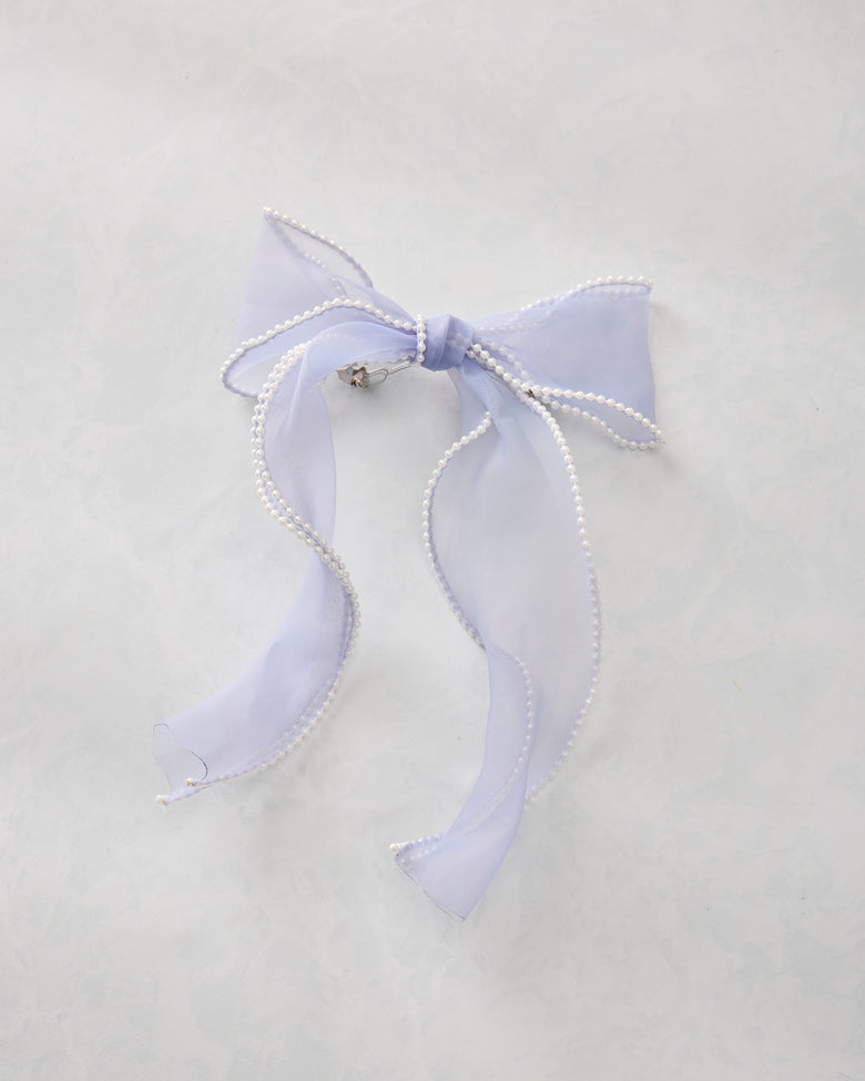 Light Blue - Pearl Bow Barrette - L. Erickson - Printfresh