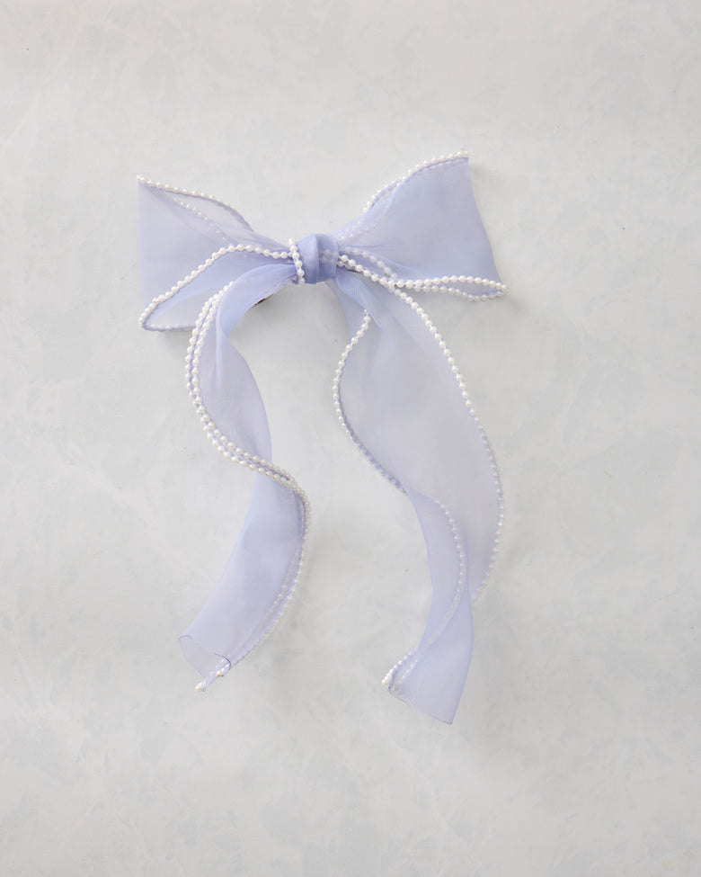 Light Blue - Pearl Bow Barrette - L. Erickson - Printfresh
