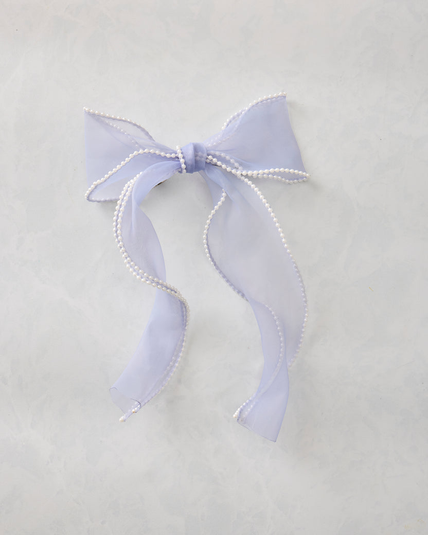 Light Blue - Pearl Bow Barrette - L. Erickson - Printfresh