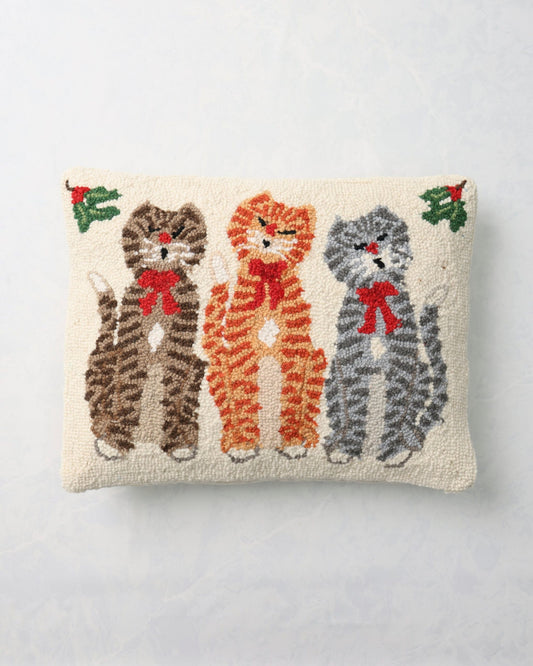 Ivory Combo - Caroling Cats Hook Pillow - Peking Handicraft