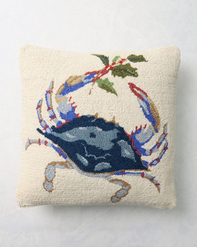 Ivory Combo - Christmas Blue Crab Hook Pillow - Peking Handicraft