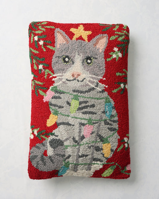 Red Combo - Christmas Cat Hook Pillow - Peking Handicraft