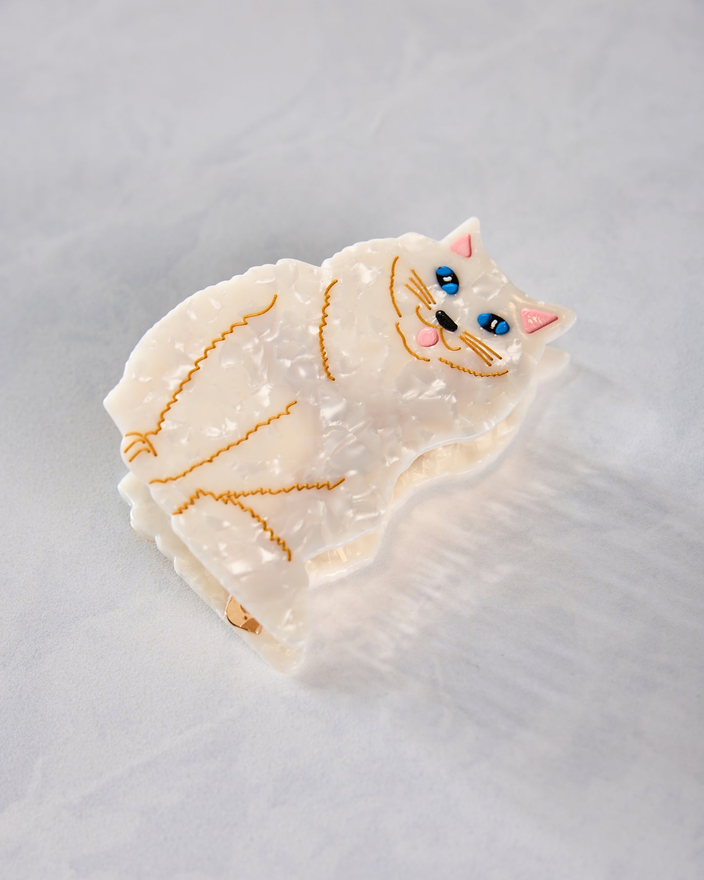 White - Hand Painted Persian Cat Claw Hair Clip - Solar Eclipse