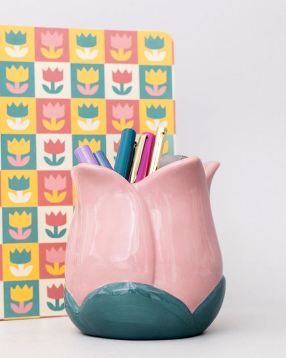 Pink Combo - Ceramic Tulip Pencil Cup - Ban.do - Printfresh