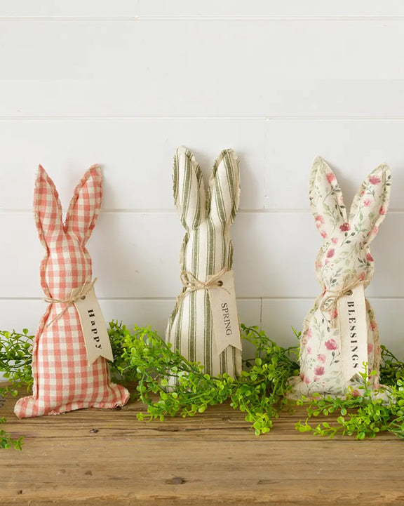 Pink Combo - Fabric Bunnies - Set of 3 - Audrey's Home & Gift - Printfresh