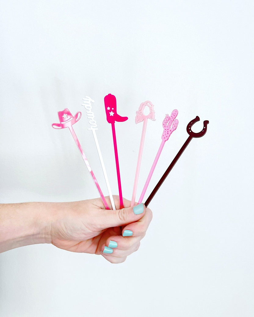 Pink Combo - Western Stir Stick Set - Lucky Lemon Paper Co.
