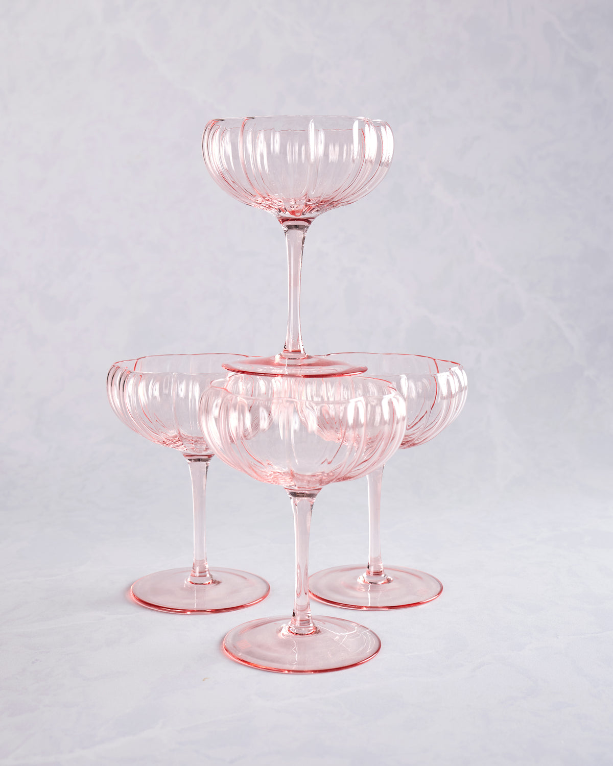 Pink  - Pink Flower Coupe Set - The Wine Savant - Printfresh
