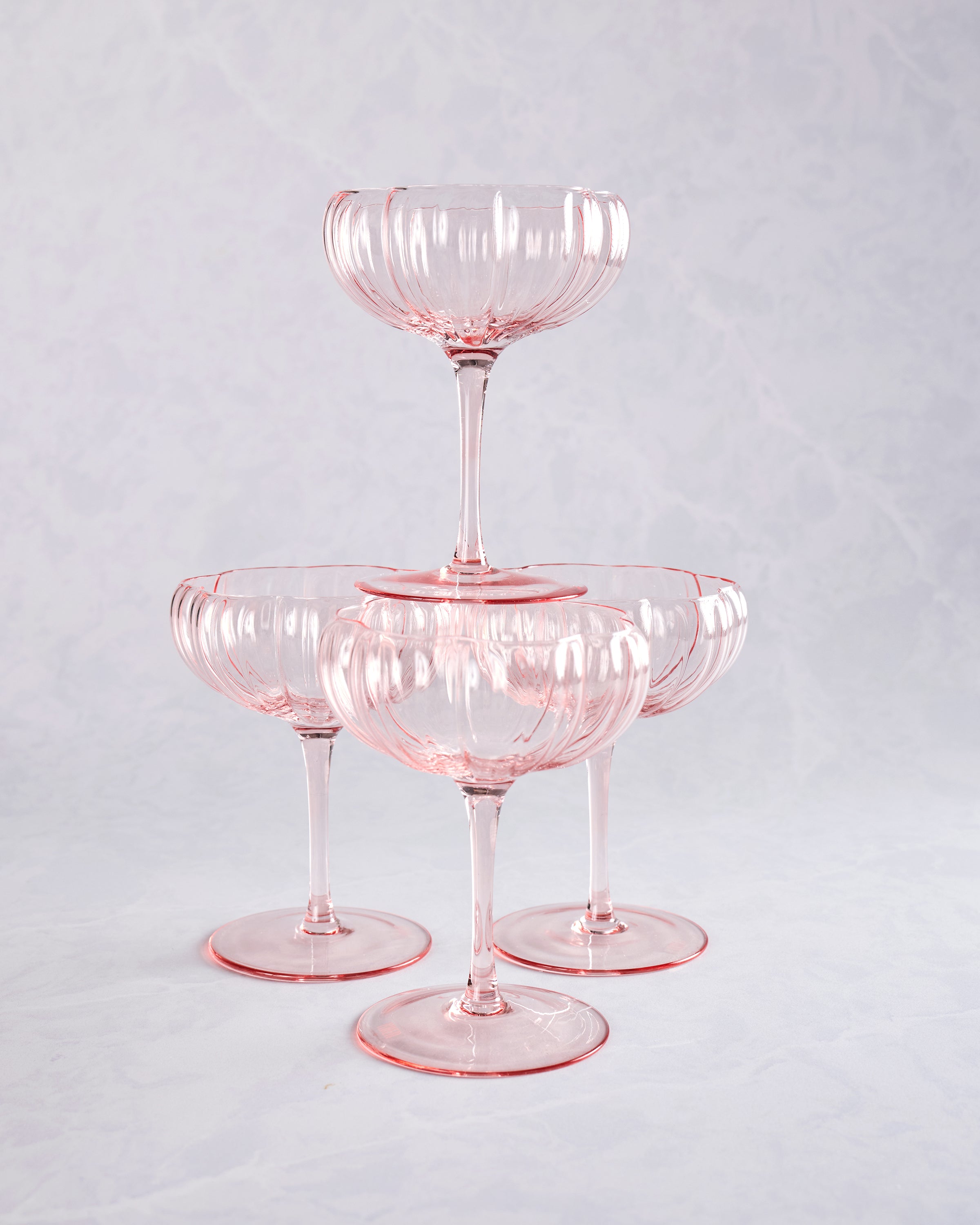 Pink  - Pink Flower Coupe Set - The Wine Savant - Printfresh