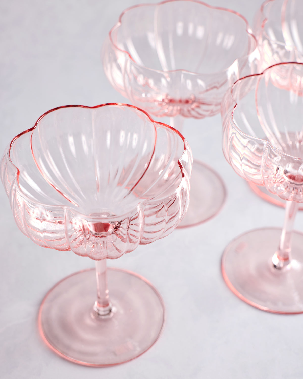 Pink  - Pink Flower Coupe Set - The Wine Savant - Printfresh