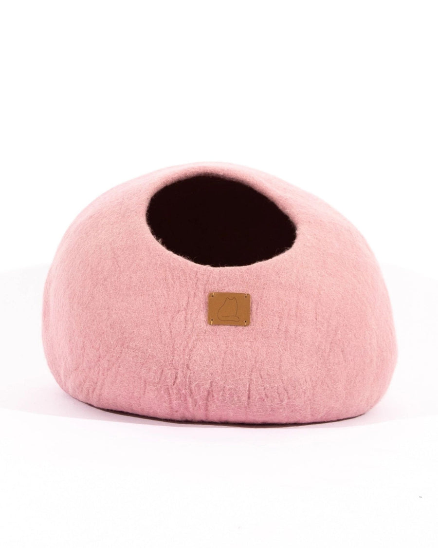 Pink - Premium Felted Wool Cat Cave Bed - Fuzzy cove