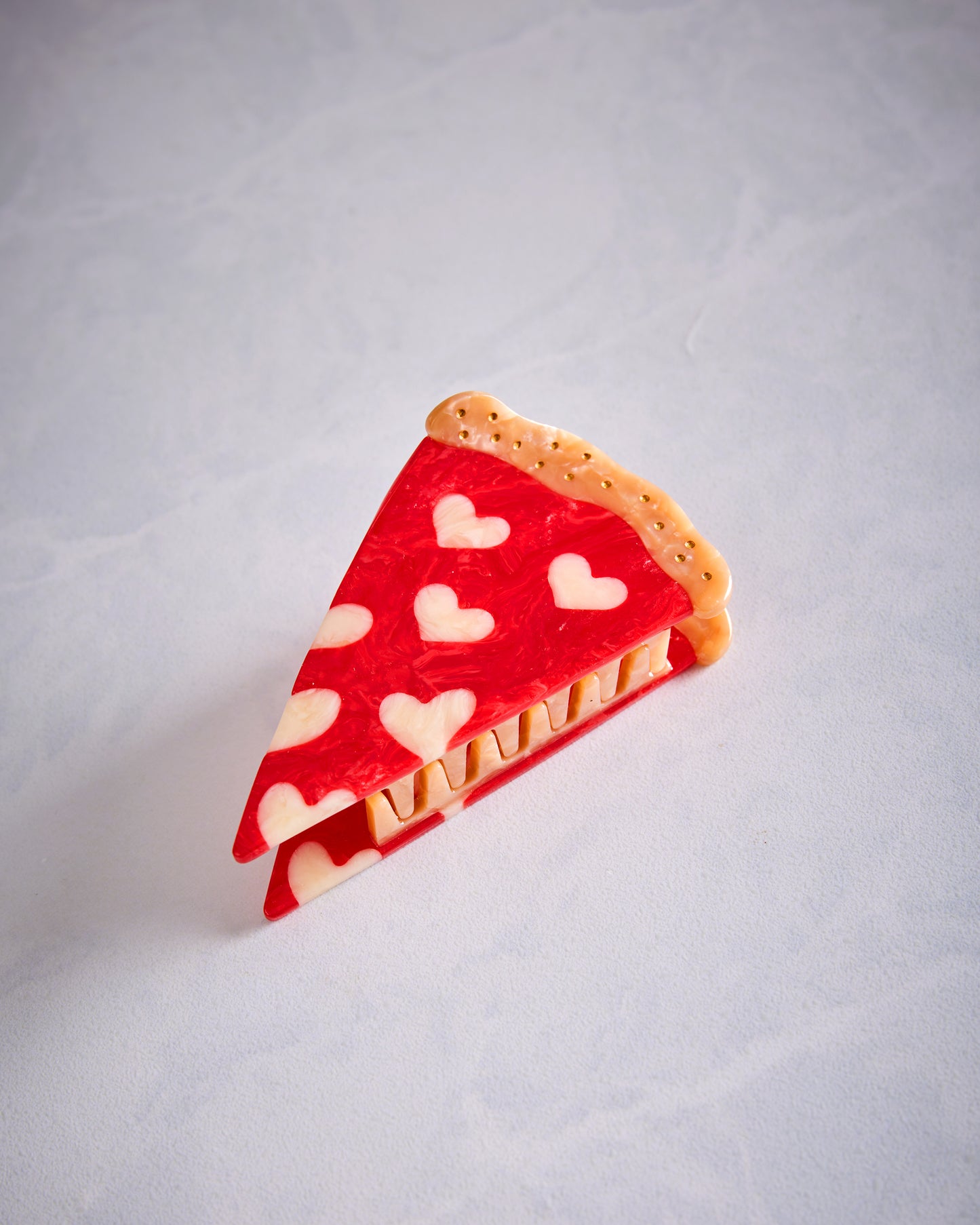 Red Heart Combo - Hand Painted Pizza Claw Hair Clip - Solar Eclipse - Printfresh