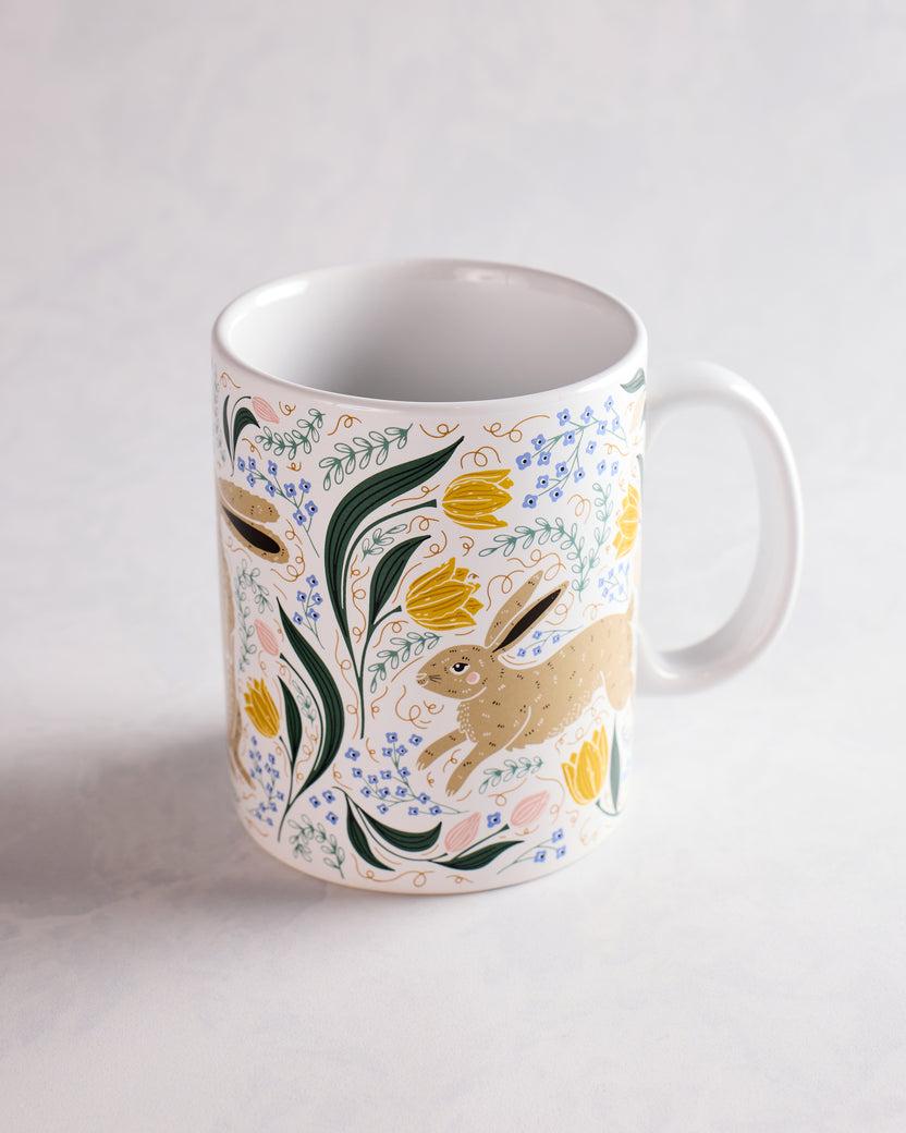 Multi - Rabbit Folk Art Mug - Primitives by Kathy - Printfresh