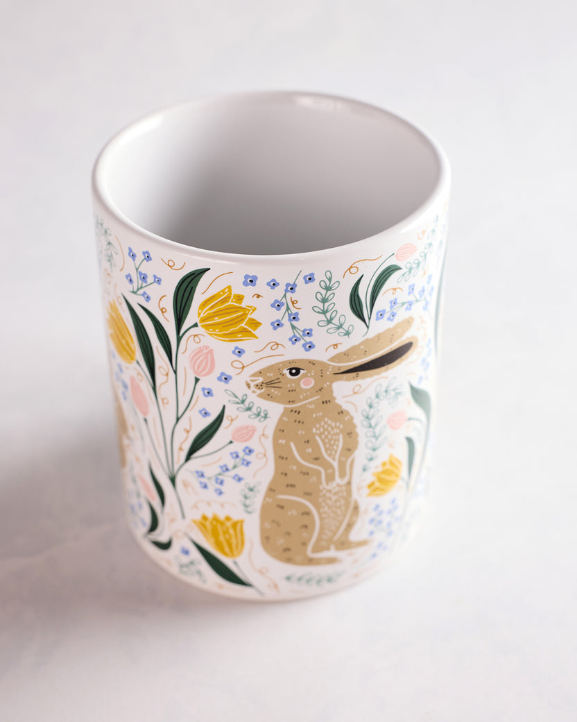 Multi - Rabbit Folk Art Mug - Primitives by Kathy - Printfresh