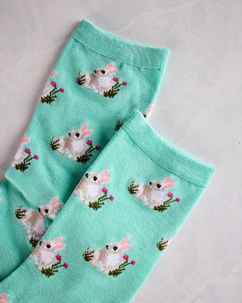 Seafoam - Rabbits Bamboo Blend Crew Socks - Infinity Classics - Printfresh