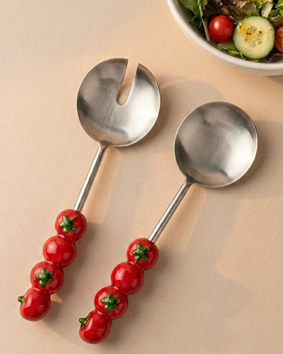 Red Combo - Tomato Handle Salad Server - Casa Amarosa - Printfresh
