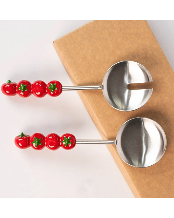 Red Combo - Tomato Handle Salad Server - Casa Amarosa - Printfresh