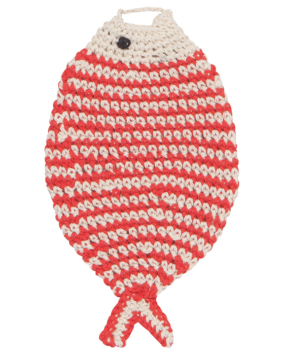 Red/Blue - Little Fish Tawashi Crocheted Dishclothes Set of 2 - Now Designs by Danica - Printfresh