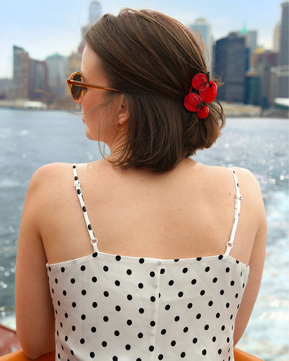 Red - Hand Painted Cherry Tomatoes Claw Hair - Solar Eclipse - Printfresh