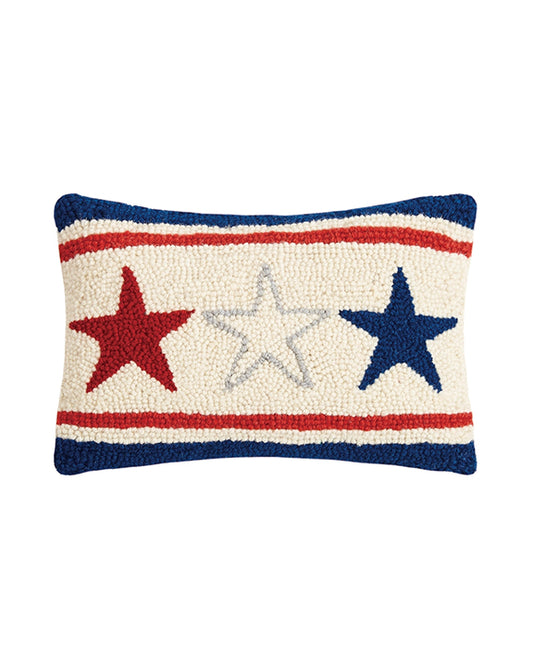 Red/White/Blue - Americana Stars USA Hook Pillow - Peking Handicraft - Printfresh