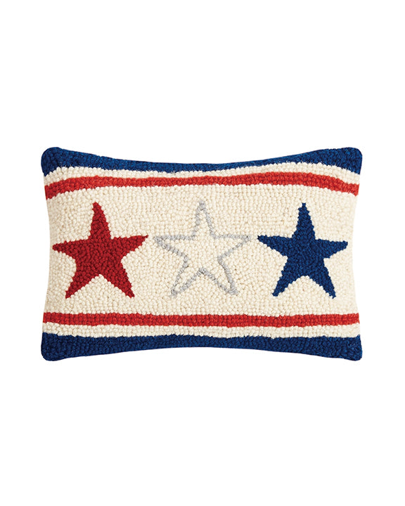 Red/White/Blue - Americana Stars USA Hook Pillow - Peking Handicraft - Printfresh