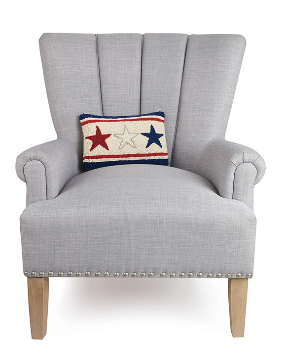 Red/White/Blue - Americana Stars USA Hook Pillow - Peking Handicraft - Printfresh