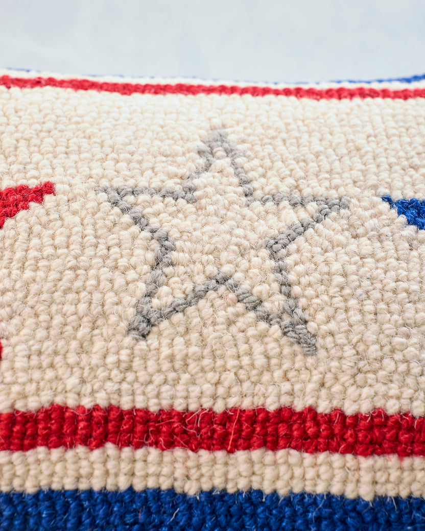 Red/White/Blue - Americana Stars USA Hook Pillow - Peking Handicraft