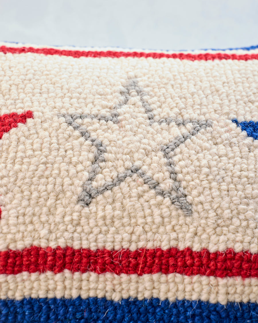 Red/White/Blue - Americana Stars USA Hook Pillow - Peking Handicraft