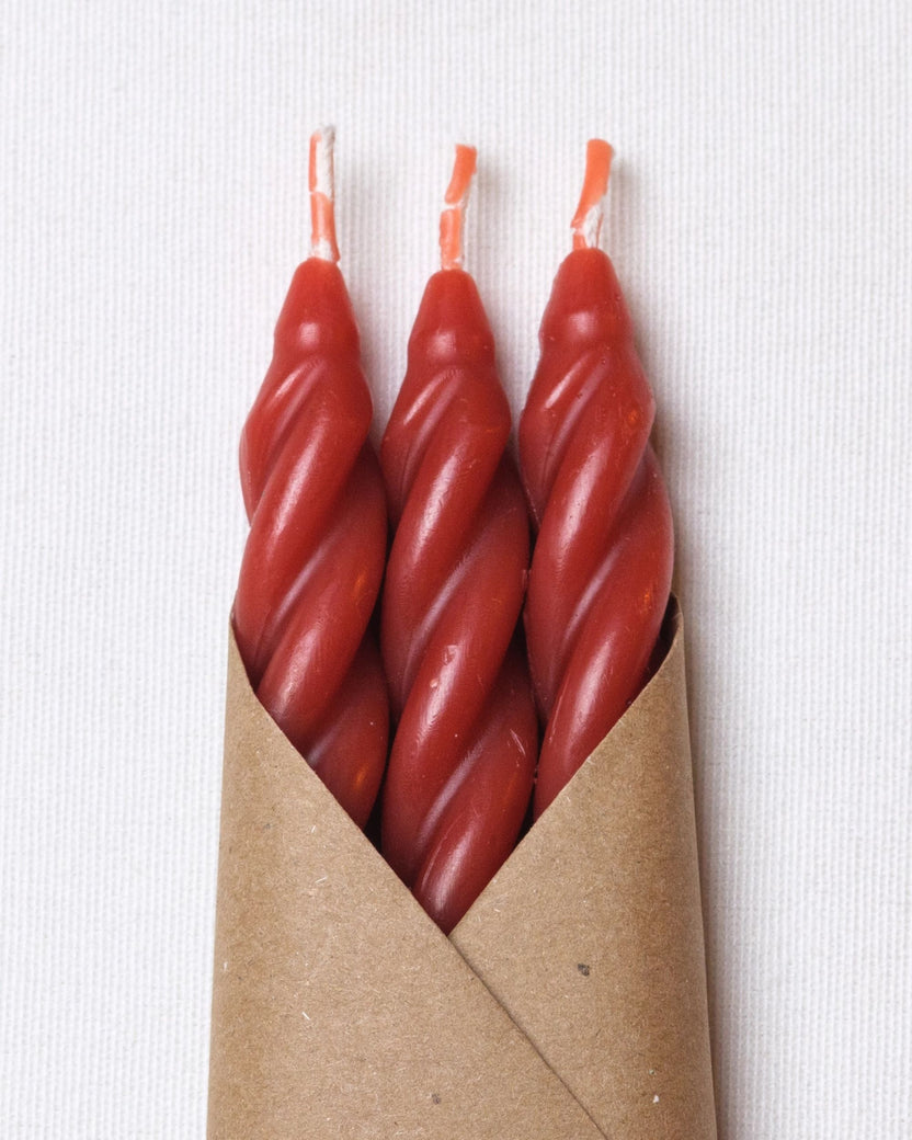 Rose - Rose Spiral Beeswax Candles Set of 3 - Cave Glow Studio