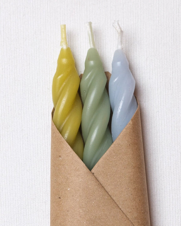 Sage Combo - Hydrangea Spiral Beeswax Candles Set of 3 - Cave Glow Studio - Printfresh