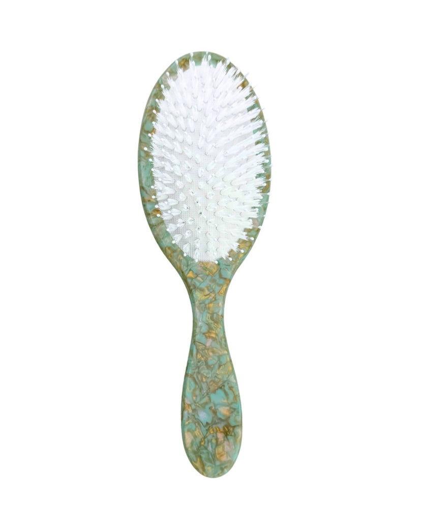 Seafoam Combo - Hand Painted Flower Mahjong Amazing Hair Day Brush - Solar Eclipse - Printfresh