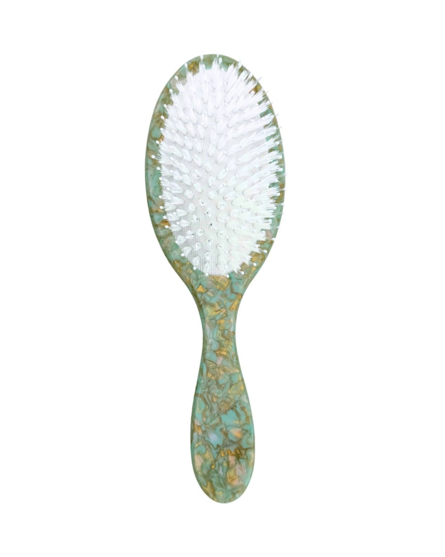 Seafoam Combo - Hand Painted Flower Mahjong Amazing Hair Day Brush - Solar Eclipse - Printfresh